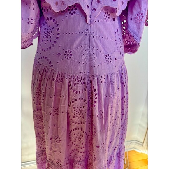 NWT Fate Lavende Eyelet Lace Ruffle  Dress Adjustable Straps Medium 100% Cotton - Picture 9 of 10